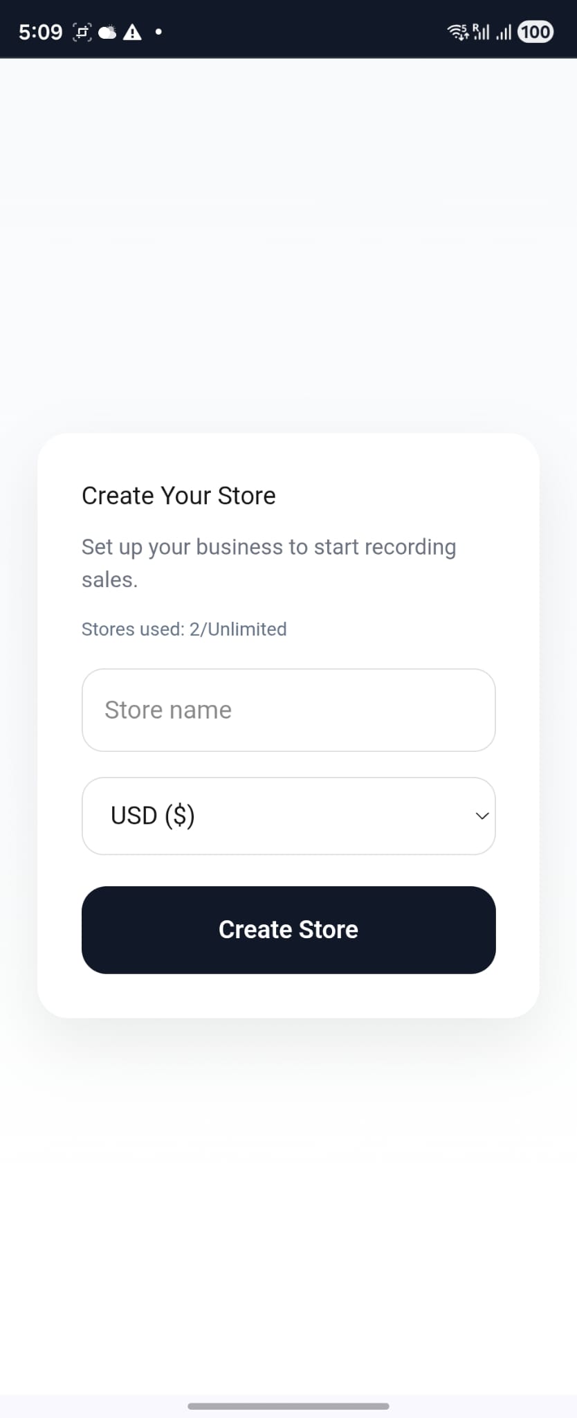Create store mobile form in Moneebook retail POS