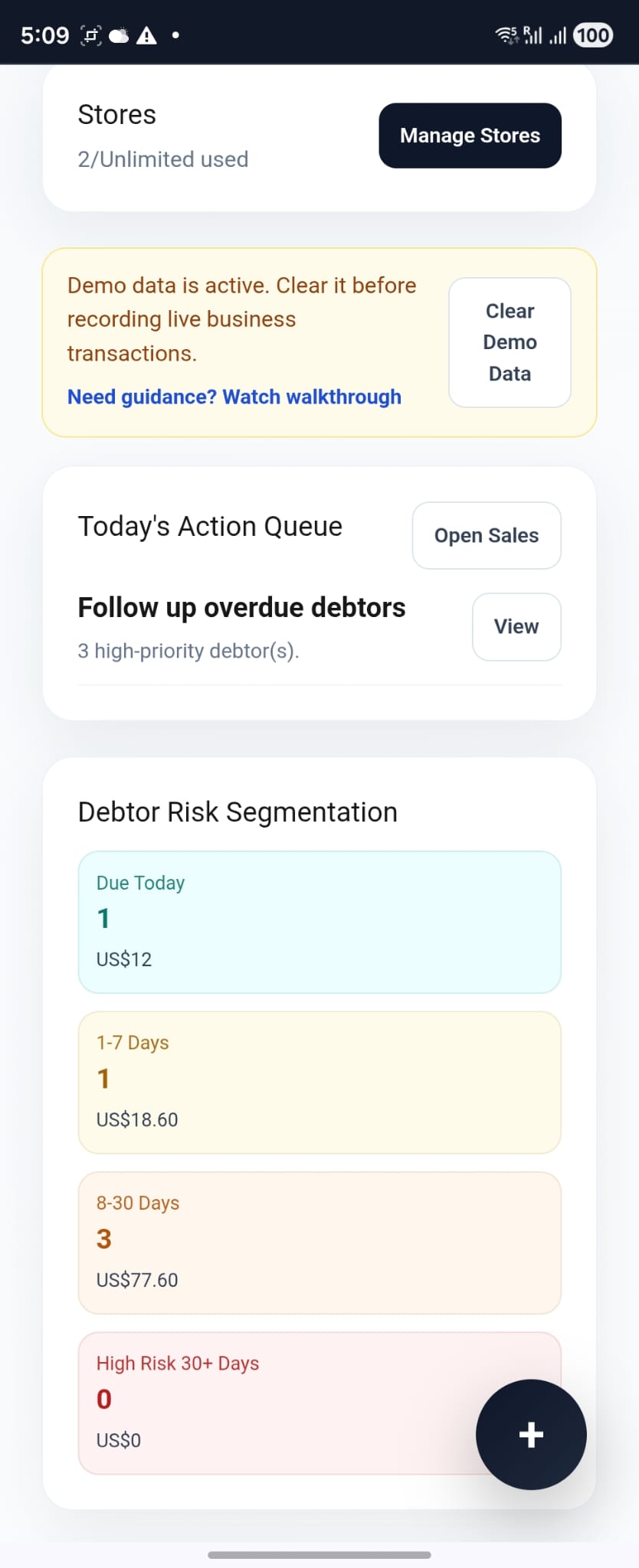 Debtor risk segmentation showing due today and overdue ranges
